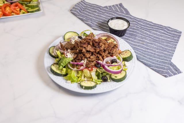 Lamb And Beef Gyro Salad.