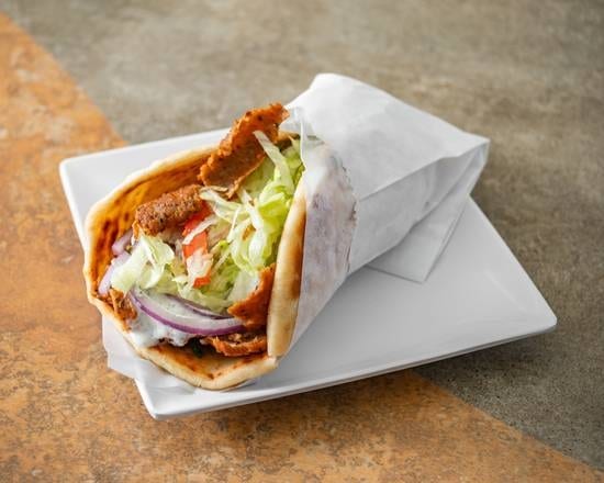 Beef Gyro Sandwich With Fries.